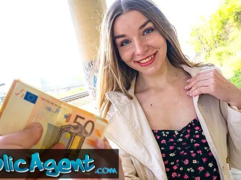 Witness Nice Youthful Ukrainian Stunner with Furry Honeypot Get Drilled in Public Agent's Bang-out
